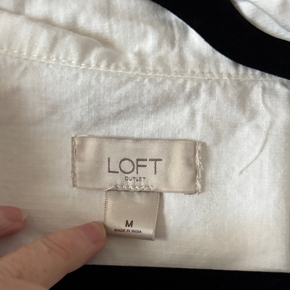 LOFT Cream Jean Jacket with Gold Accents - Picture 2 of 7